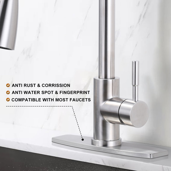 ARCORA 9.6 In. Stainless Steel Kitchen Sink Faucet Hole Cover Deck